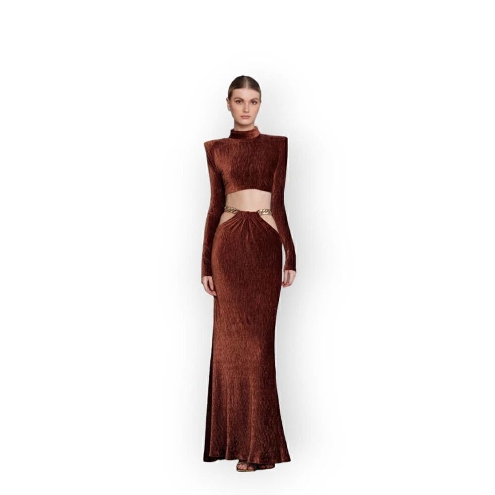Bronx & Banco Cleopatra Brown Velvet Two-Piece Set Women’s‎ Size 6 (M) - Picture 2 of 16